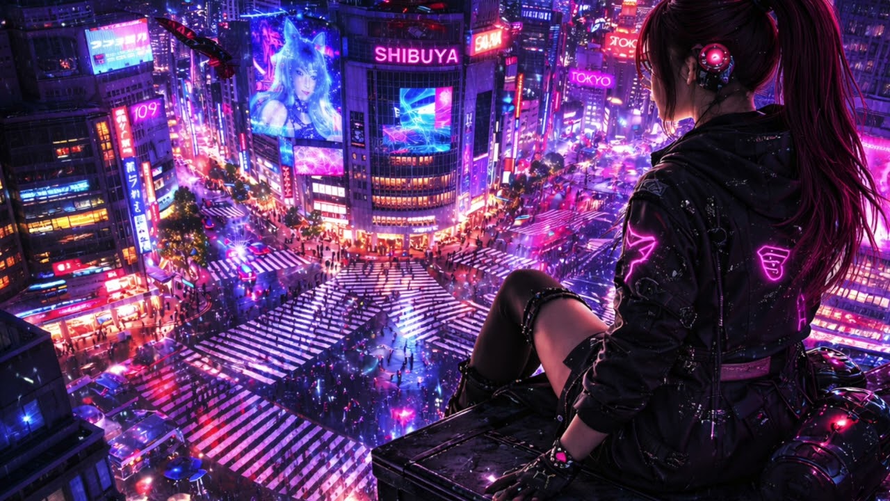 1 Hour Neon Shibuya Skyline | Cyberpunk Ambient