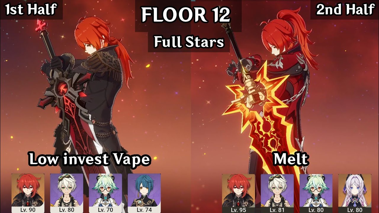 C0 / C6 Diluc Vape + Diluc Melt | 5.8 Spiral Abyss Floor 12 9 Stars | Genshin Impact