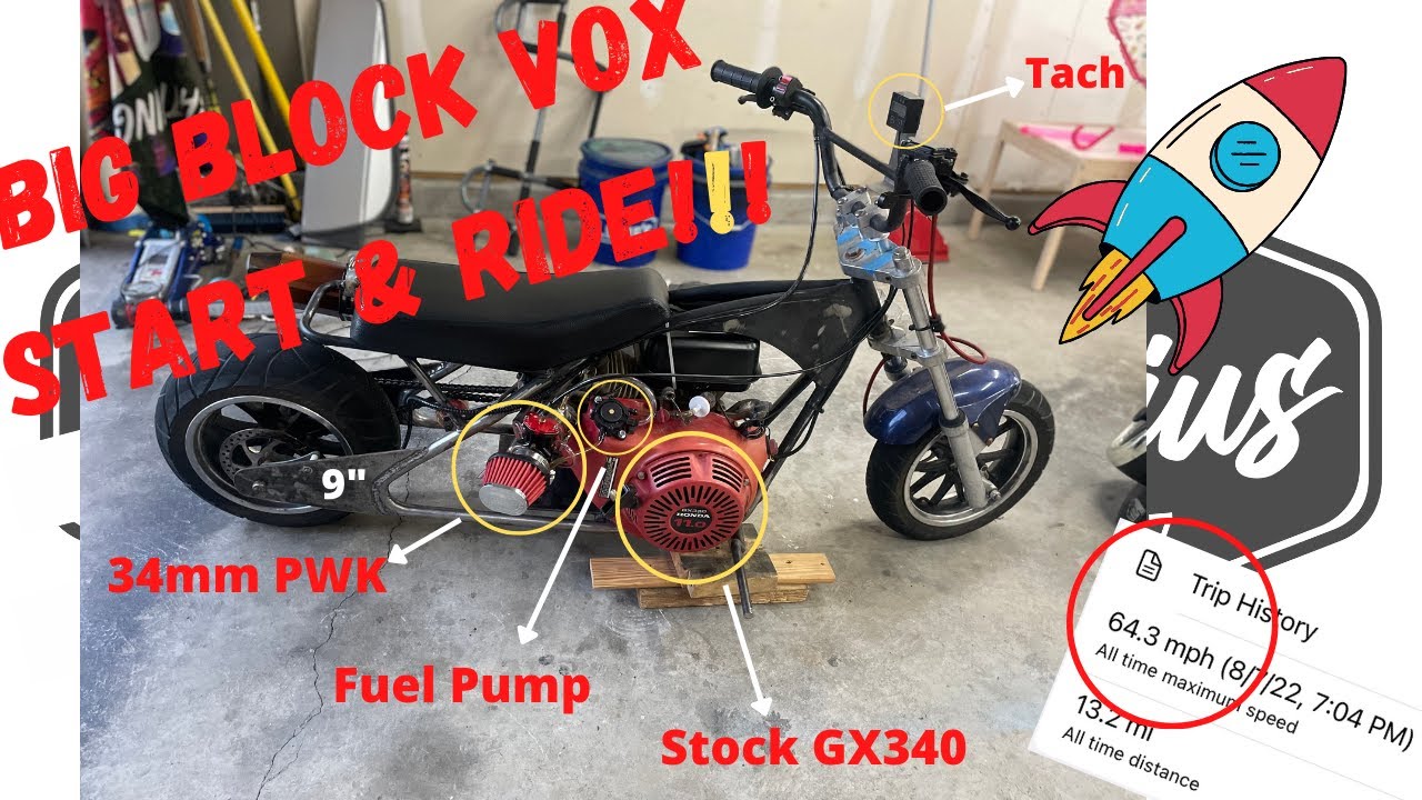 68MPH Big Block Mini Bike Start & Ride | Motovox + Honda GX340 | Big Block Vox | #MiniBikeMonday