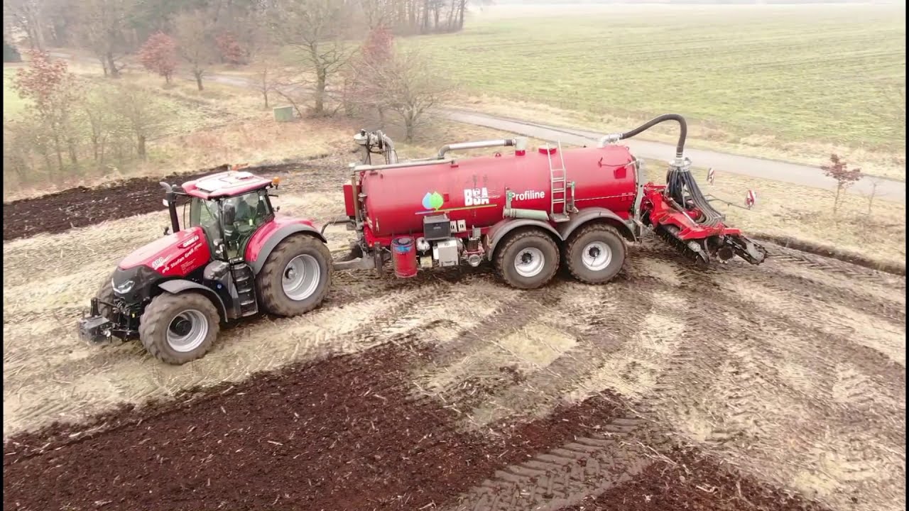 Lohnunternehmen Grell mit Case Optum 300 und BSA Profiline mit Scheibenegge