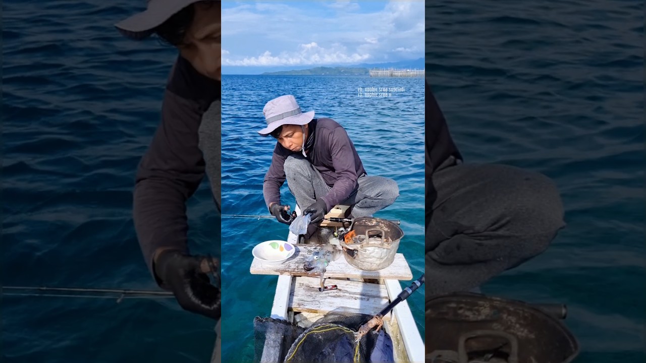 mancing cumi cumi langsung goreng krispi diperahu 
