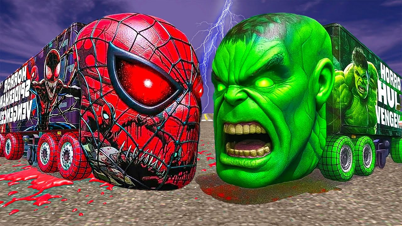 Spiderman Train Vs Hulk Train in Indian Bikes Driving 3d