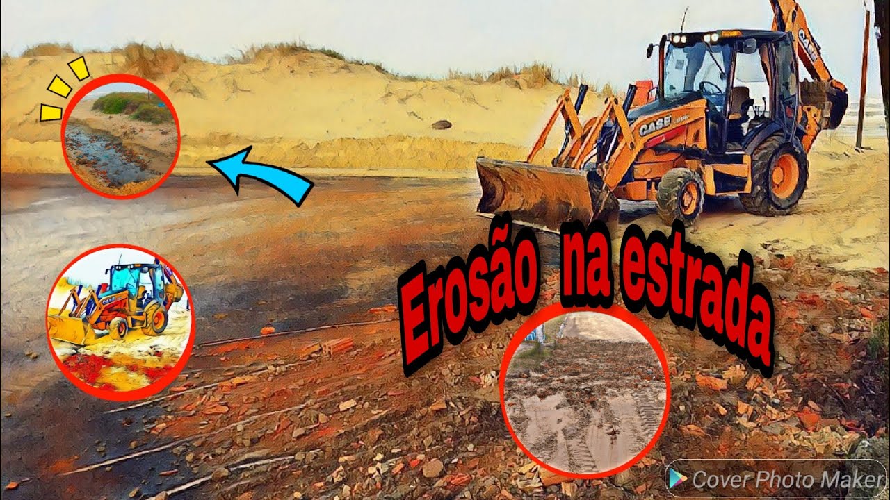 Retroescavadeira, como tampar uma eros&atilde;o em estrada