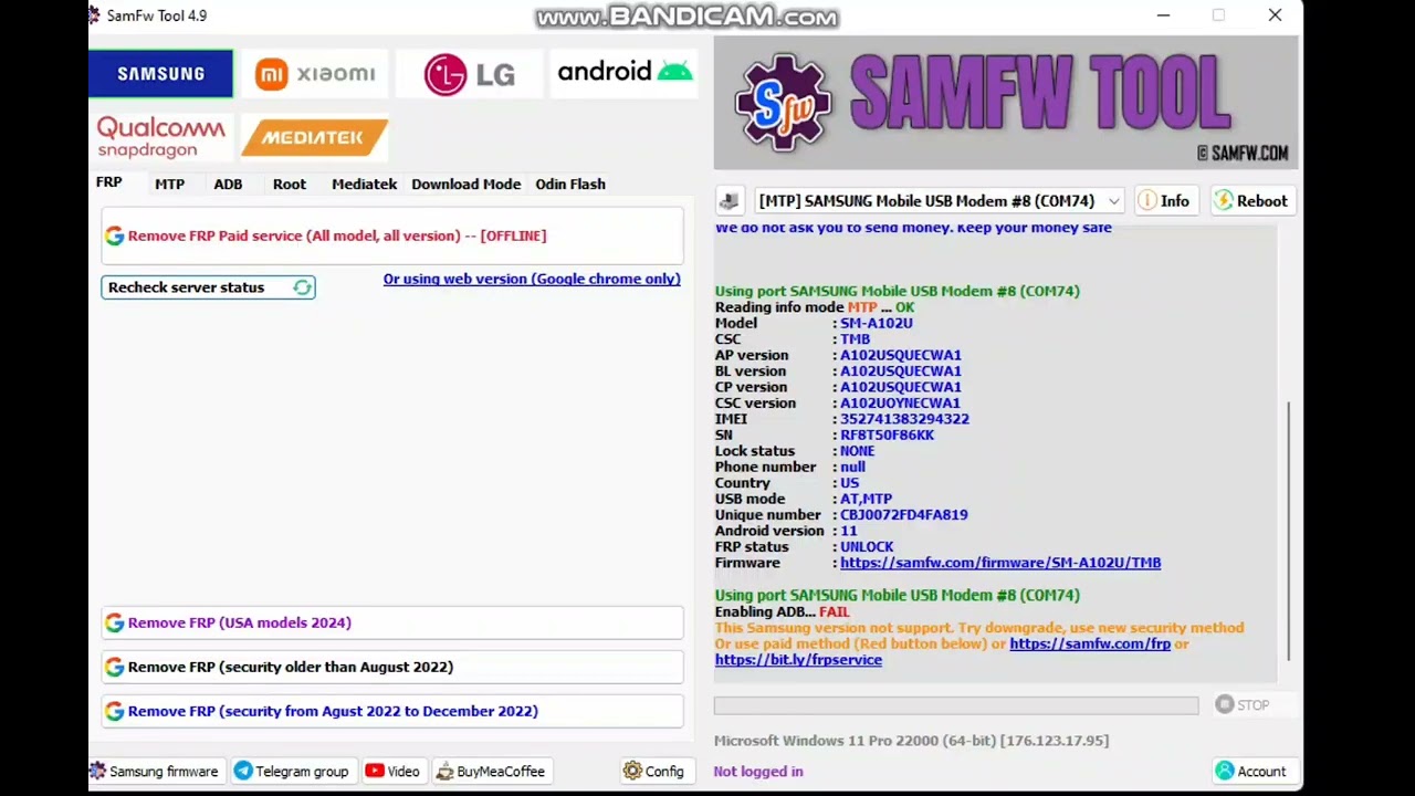تخطي جميع اجهزه سامسونج حمايه KNOX +MDM +KG عن طريق الاداه المجانيه SAMFW