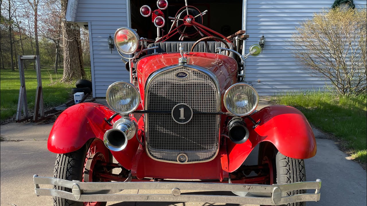 Ford Model AA Fire Truck 1928 Southern Apparatus Pumper (long video version)