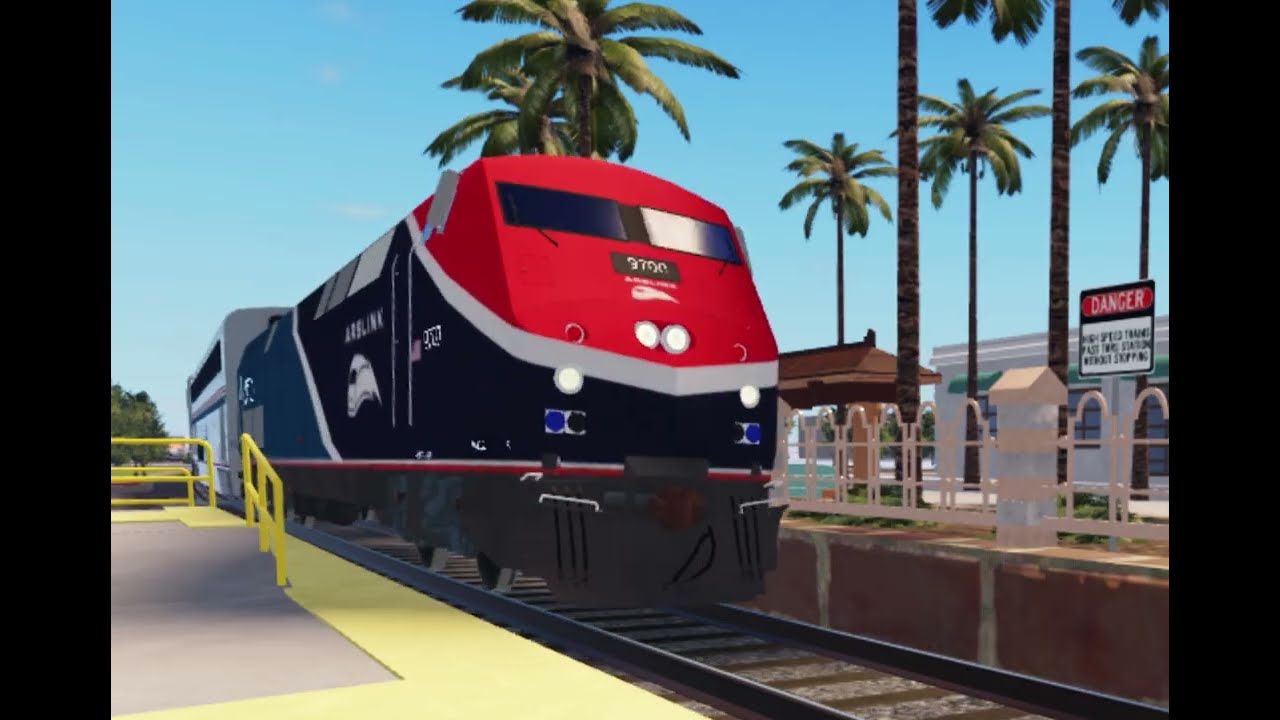 Amtrak p42dc  9700/184 on A785 passes by Carlsbad village as of 1/24/2025