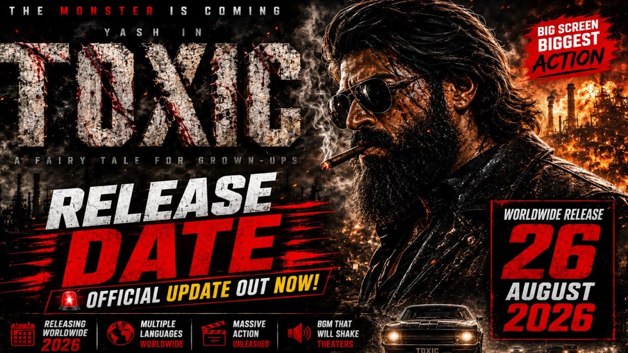 TOXIC MOVIE का रिलीज DATE 26 AUGUST को आएगा। Rocking star Yash!