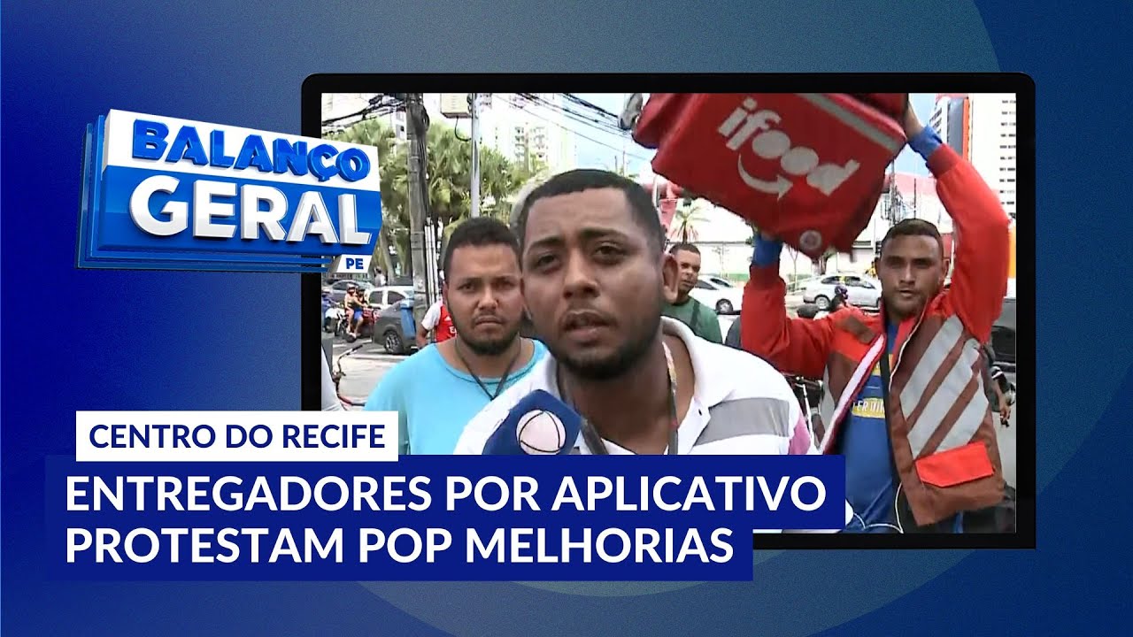 Entregadores por aplicativo protestam no Recife por melhores condições de trabalho