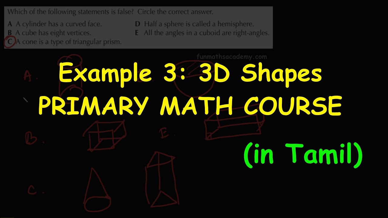 Example 3 | 3D Shapes | Primary Math course(in Tamil)
