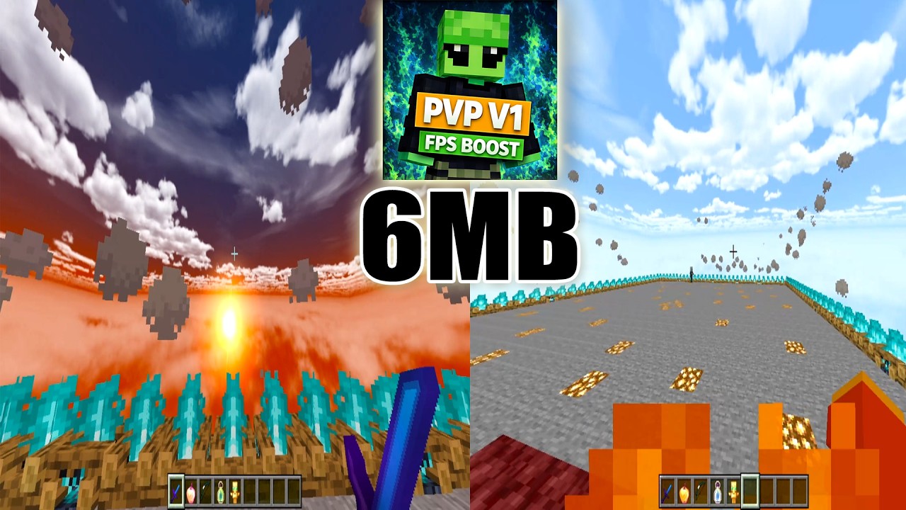 TEXTURA PVP LIGERA para Minecraft PE Bedrock 26.X 🚀 | FPS Boost + Sin Lag (6MB) PC-ANDROID Gama Baja
