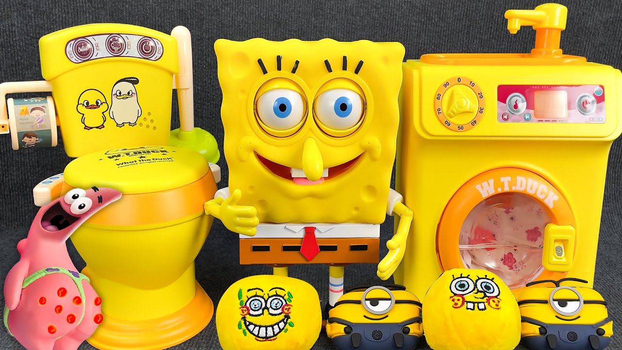 SpongeBob ASMR🥰Satisfying Unboxing SpongeBob Toilet & Laundry Toys Collection, 스폰지밥 화장실 및 세탁 장난감,