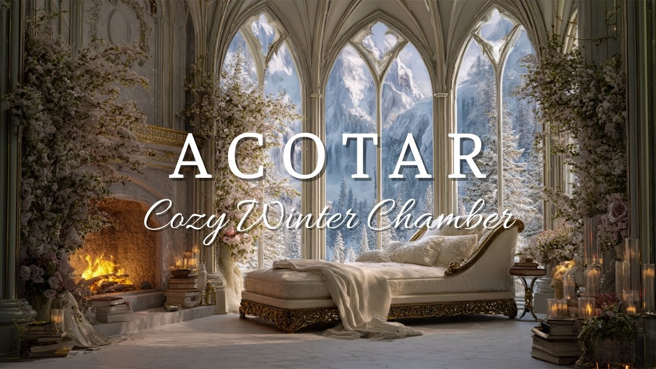 Winter Chamber Ambience Inspired by ACOTAR – Howling Snow Winds and Cozy Firelight