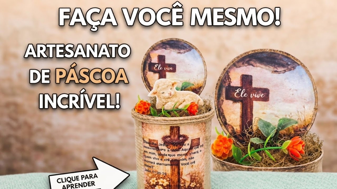 DIY: Decoração de Páscoa ♡ Transformei uma Lata em Mini Cenário “Ele Vive”