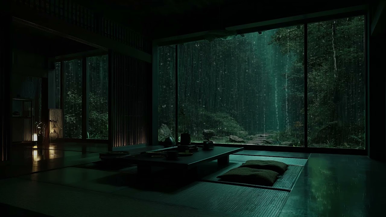 Spring Garden Rain at Night 🌧 (No Ads) | Dark Bedroom Ambience for Deep Sleep & Relaxation 🌙