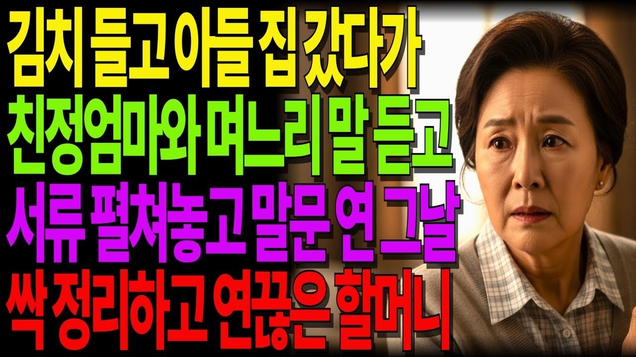 아들 집 갔다가 친정엄마와 나눈 며느리 한마디에, 서류 펼친 할머니의 결심 #노후사연 #오디오북 #사연라디오 #노년의지혜 #가족갈등