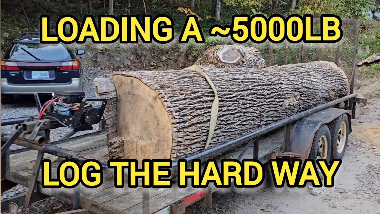 Struggle to load a heavy 3 ft thick hardwood log. 9k winch can sort of pull this.
