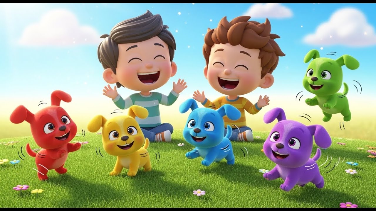 Fünf kleine Welpen bewegen sich | Lustiges Hundelied & Mitmach-Song für Kinder