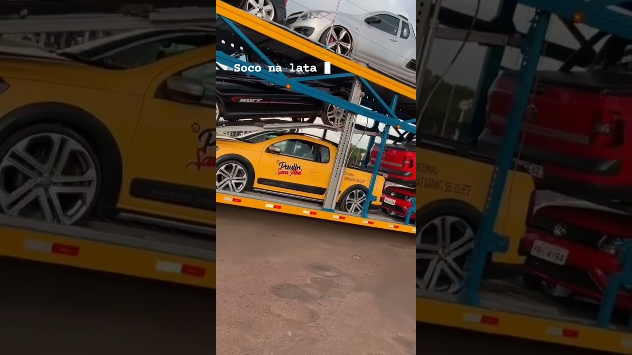 cegonha carregando s&oacute; carros rebaixados #amantesdosbaixos