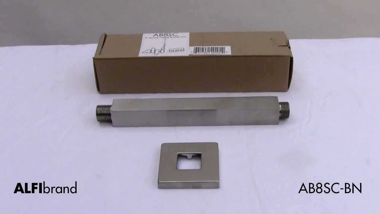 Brushed Nickel Square Ceiling Shower Arm For Rain Shower Heads - ALFI brand AB8SC-BN