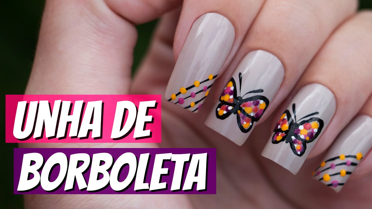 UNHAS DECORADAS COM BORBOLETAS (FÁCIL) - Ideia Rosa