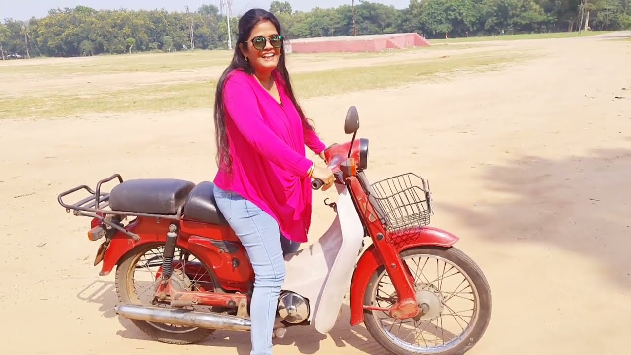 Moped Riding|| Bajaj M 80 scooter Cranking Kickstarter riding || Vintage bike scooter
