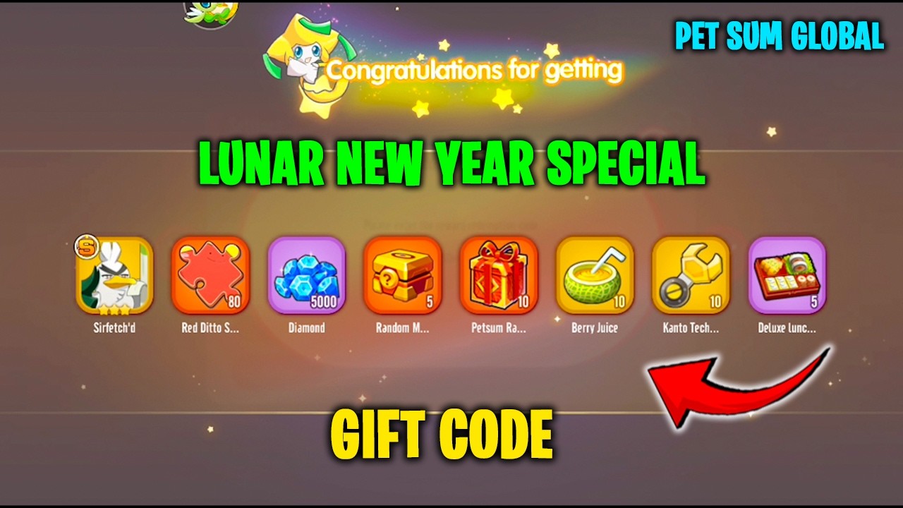 🥳 Специальный подарочный код к Лунному Новому году PET SUM GLOBAL