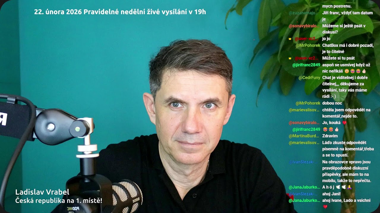 22. února 2026 Pravidelné nedělní živé vysílání v 19h