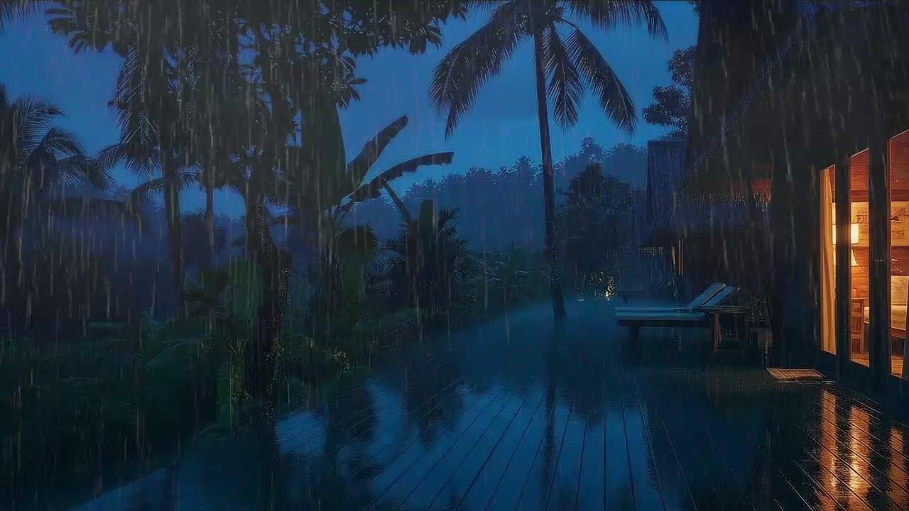 Fall Asleep Fast with Light Rain and Soft Storm at Cabin Terrace 🌧️