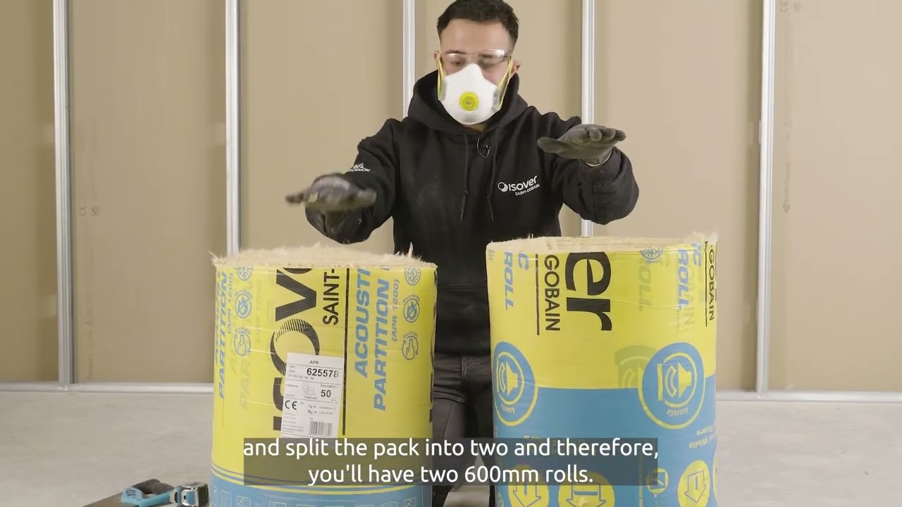 Рулонные акустические перегородки Isover &mdash; практическое видео по установке