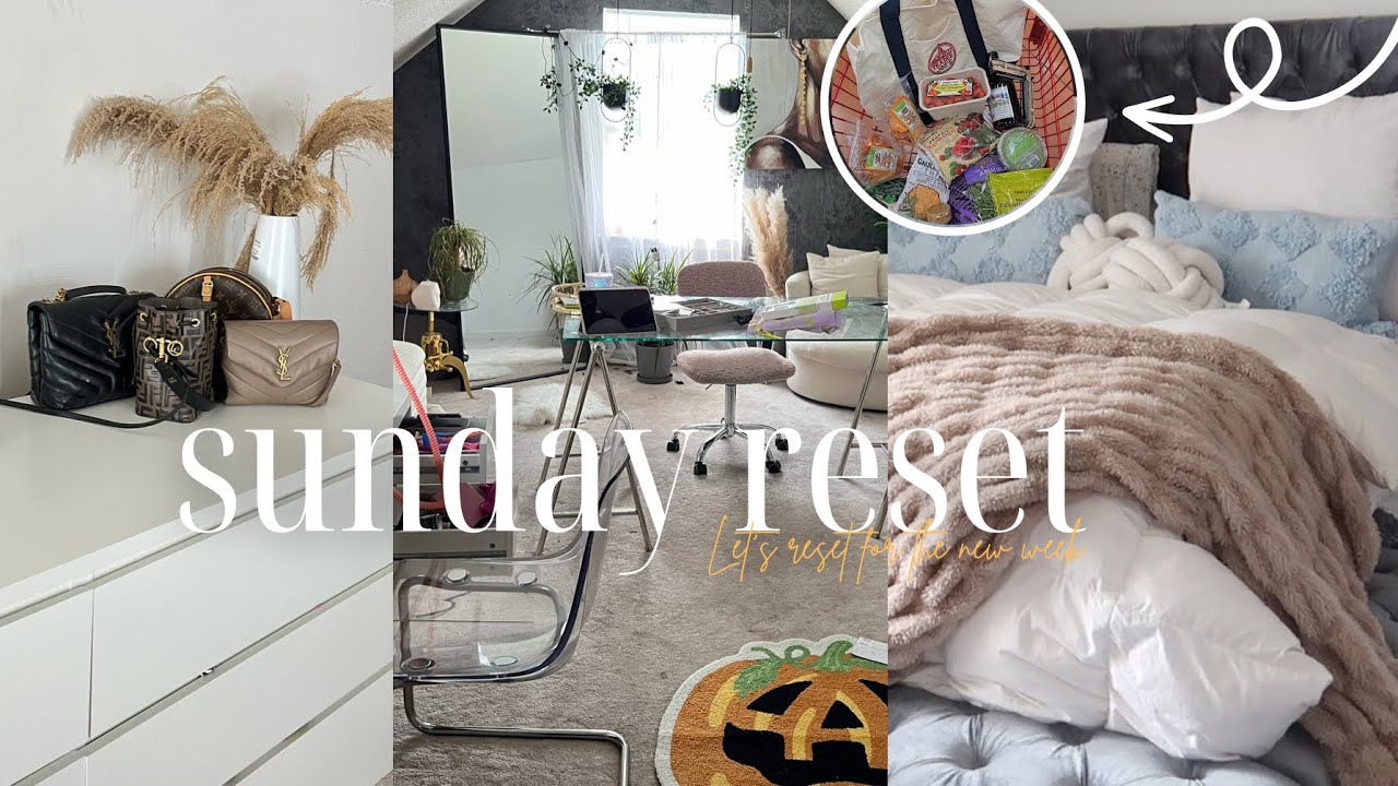 SUNDAY RESET VLOG | deep cleaning, clean girl, Trader Joe’s restock, fridge organization