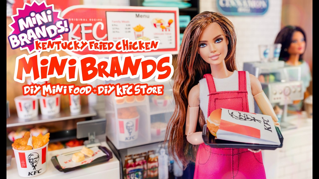 Are The NEW KFC Mini Brands Barbie Size? Let’s Make A KFC Store &  Squishy Doll Food