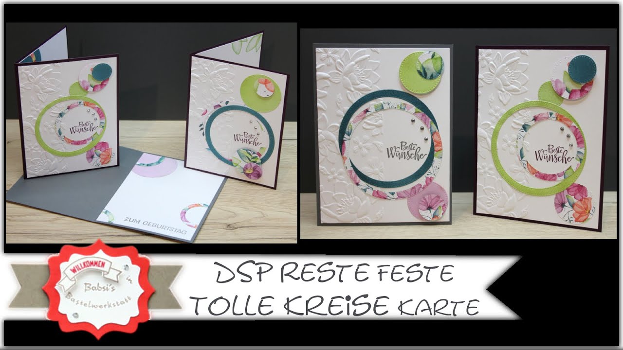 Papier Reste Karte - Kreiskarte - hübsche Geburtstagskarte basteln - Stampin´Up! - Reste Feste