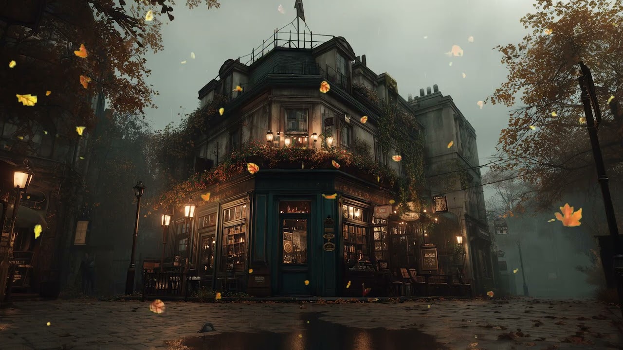 Secret Attic Cafe Ambience in Rainy Victorian London – Cozy Dark Academia