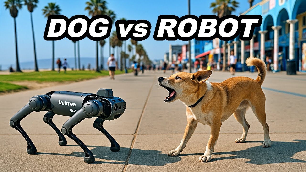 Dancing Robot vs Street Dog! Who's Going to Win?