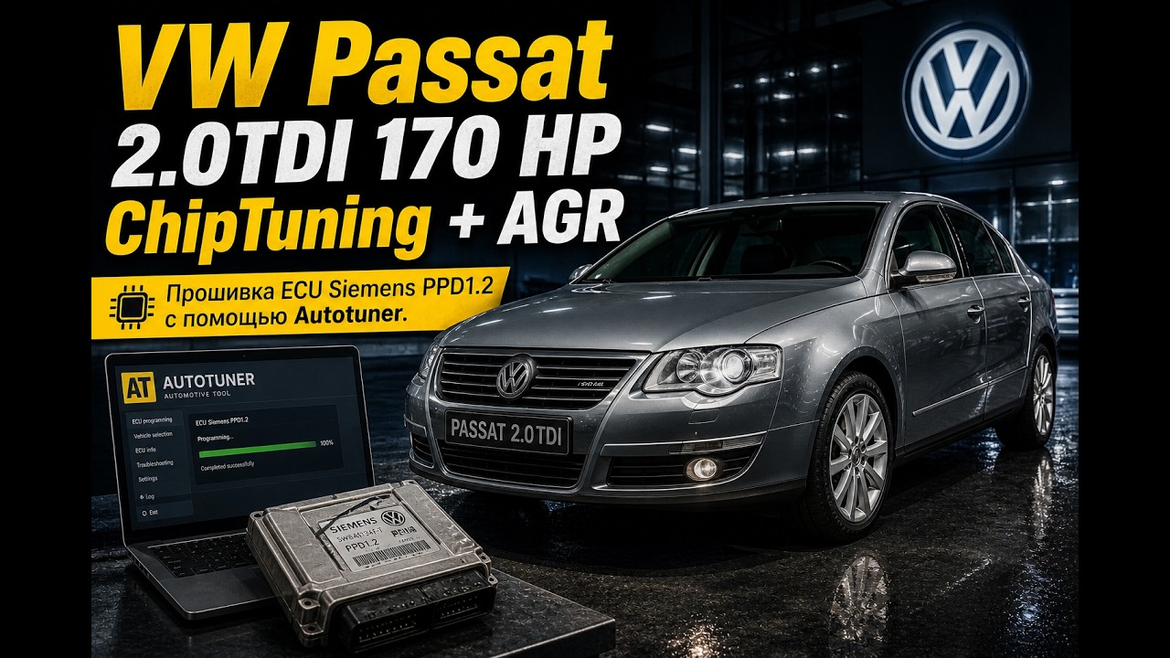 прошивка с помощью Autotuner VW Passat 2.0TDI 170HP ECU PPD1.2 Chiptunung и отключение EGR