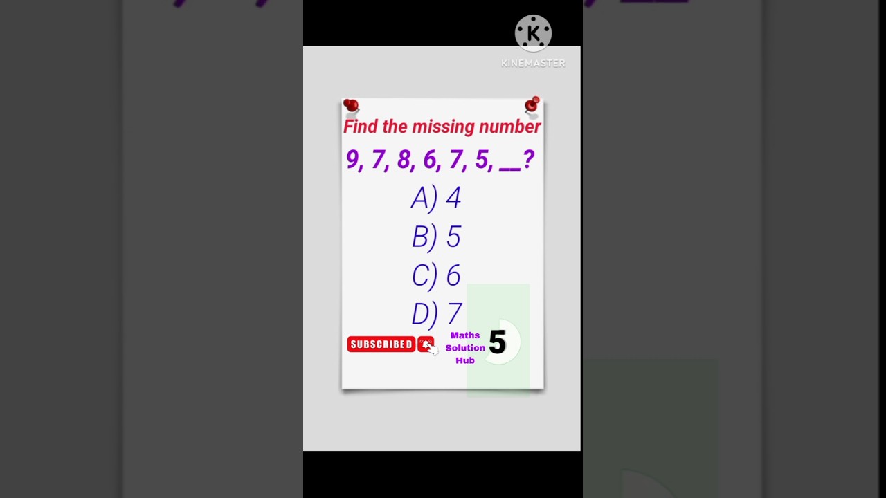 Find the Missing Number | Tricky Series Puzzle 🤯 9, 7, 8, 6, 7, 5, ? #shorts