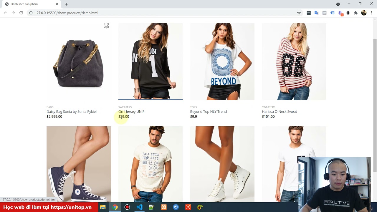 {Css thực chiến} Hiển thị danh sách sản phẩm web bán hàng với Html Css | Unitop.vn
