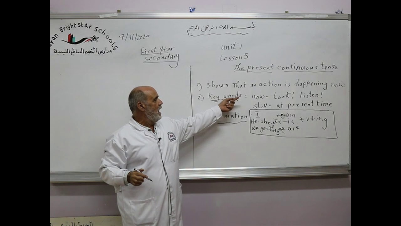 مادة اللغة الأنجليزية للصف الأول الثانوي /  Unit 1 -  Lesson 5 -  The present continuous