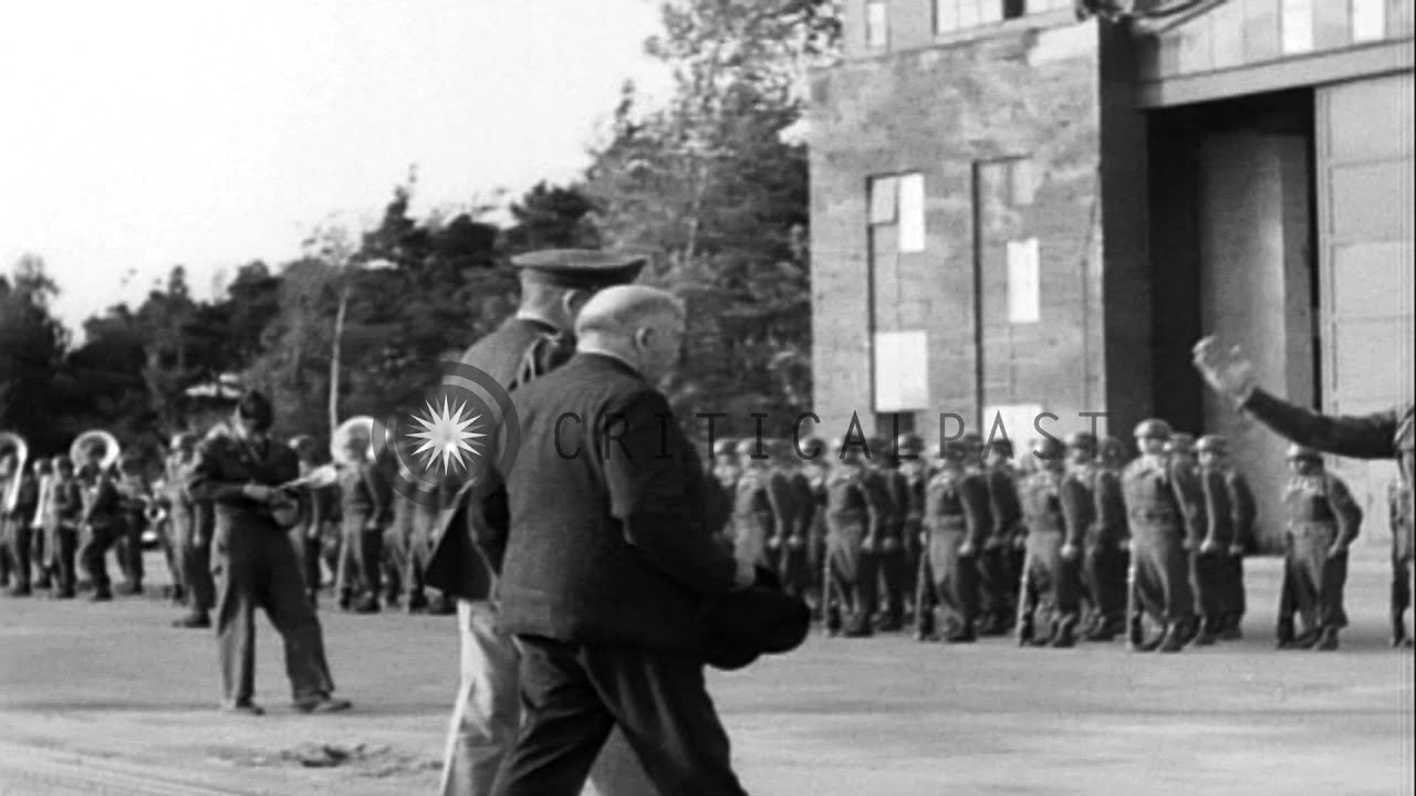 Canadian Prime Minister William Lyon MacKenzie King arrives and being greeted by ...HD Stock Footage