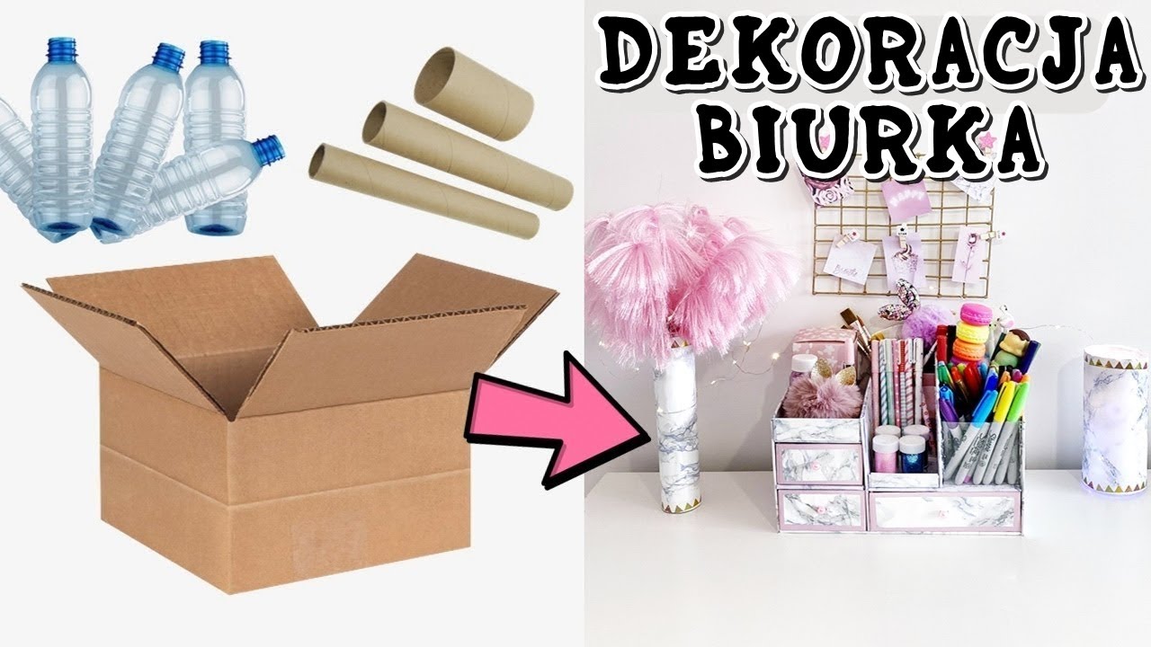 POMYSŁY NA DEKORACJĘ BIURKA DIY Z ODPADÓW – PRZYBORNIK Z TEKTURY, EKSPOZYTOR DO ZDJĘĆ i więcej...
