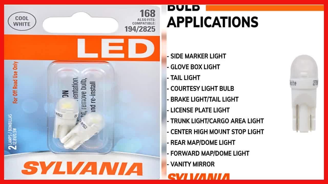 SYLVANIA 168 T10 W5W White LED Bulb, (Contains 2 Bulbs) (168SL.BP2)