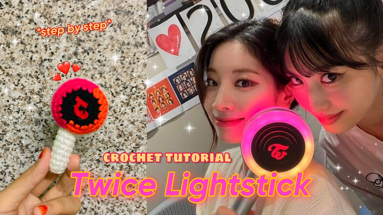 *tutorial* how to crochet TWICE lightstick // super easy, beginner friendly, viral tiktok 🍭