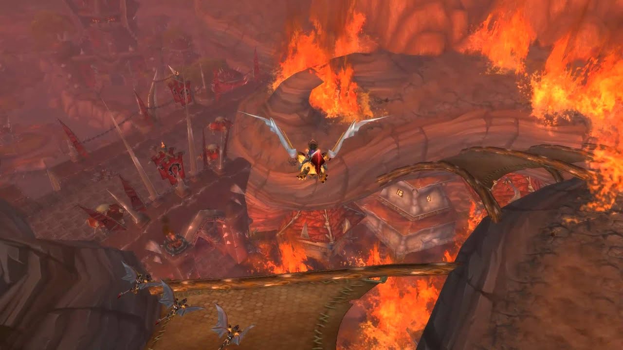 Aile de Mort carbonise Orgrimmar - Deathwing burns Orgrimmar