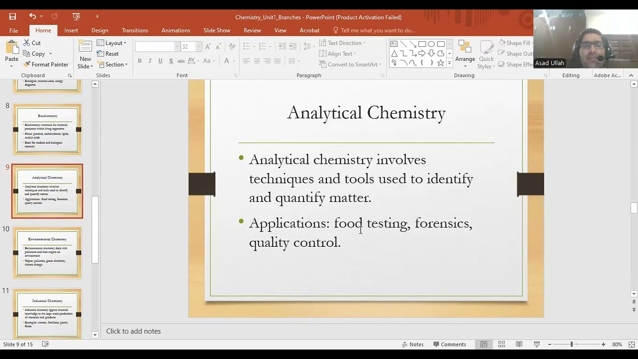 Class 9th Chemistry (FBISE)- Unit 1: Chemistry and its Branches