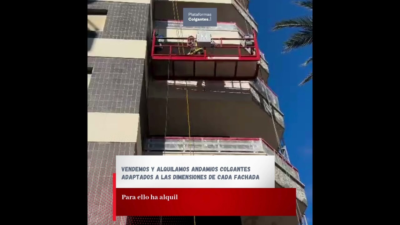 Andamio colgante adaptado al retranqueo de una fachada