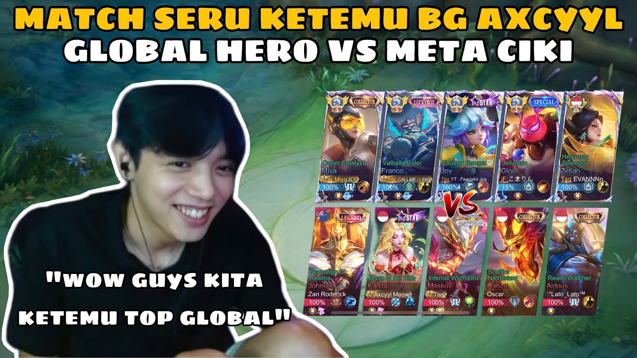 REAKSI BG AXCYYL KETEMU PARTY TOP GLOBAL HERO !! TOP GLOBAL HERO VS META CIKI🔥☠️