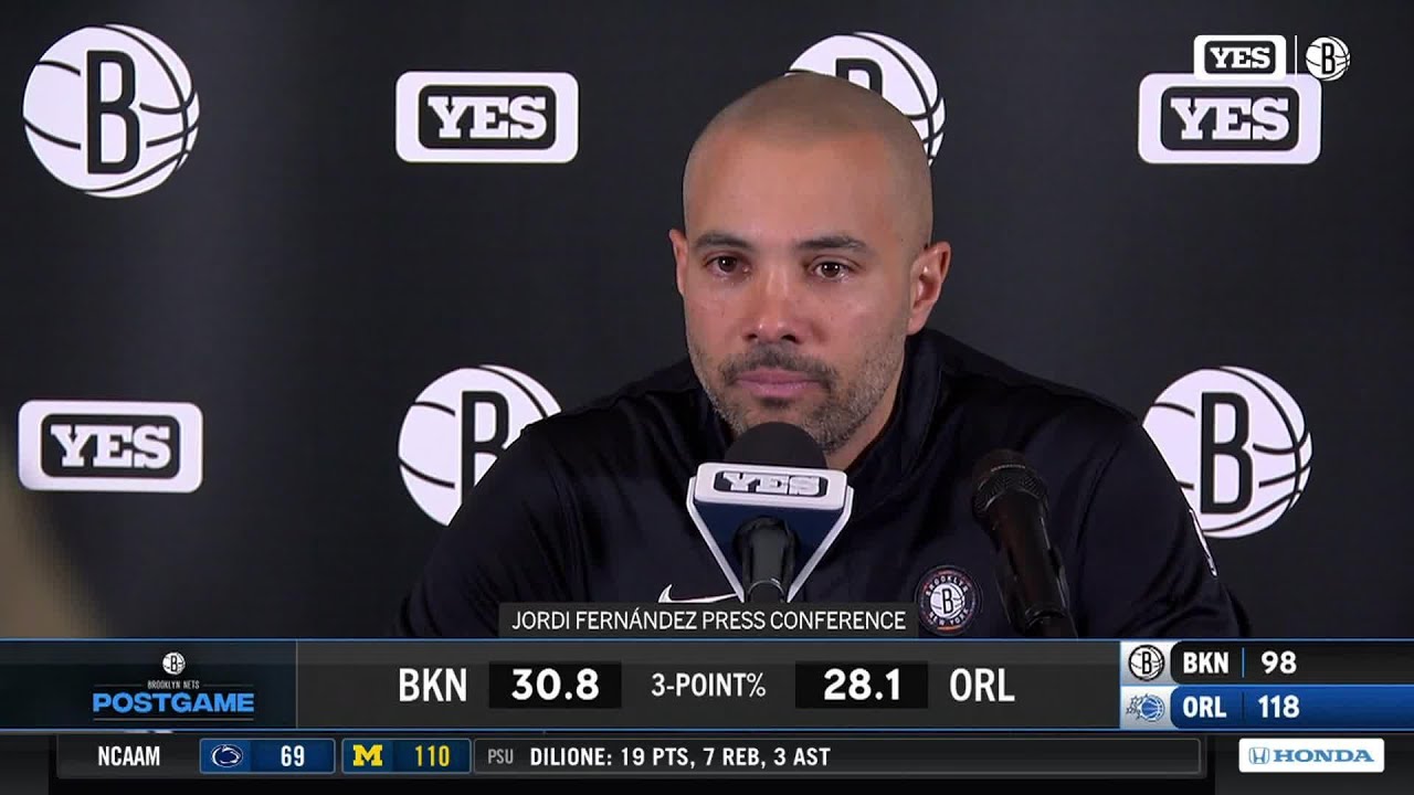 Head Coach Jordi Fernández after the Nets fall to Magic