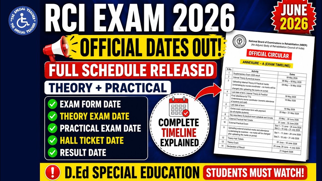 D.Ed Special Education Exam 2026 Dates Released | D.Ed. First Year Exams | D.Ed. Second Year Exams