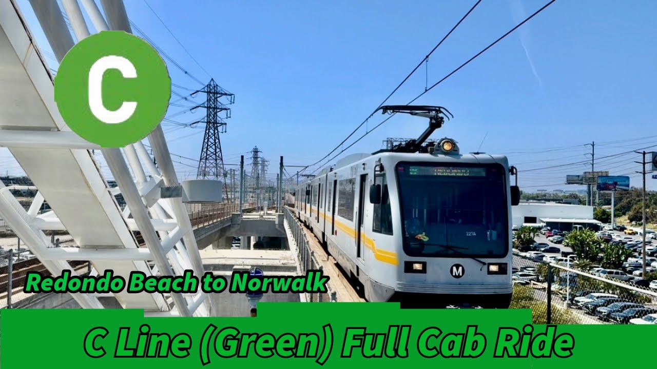 Los Angeles Metro C Line Full Front View Cab Ride Redondo Beach to Norwalk Station
