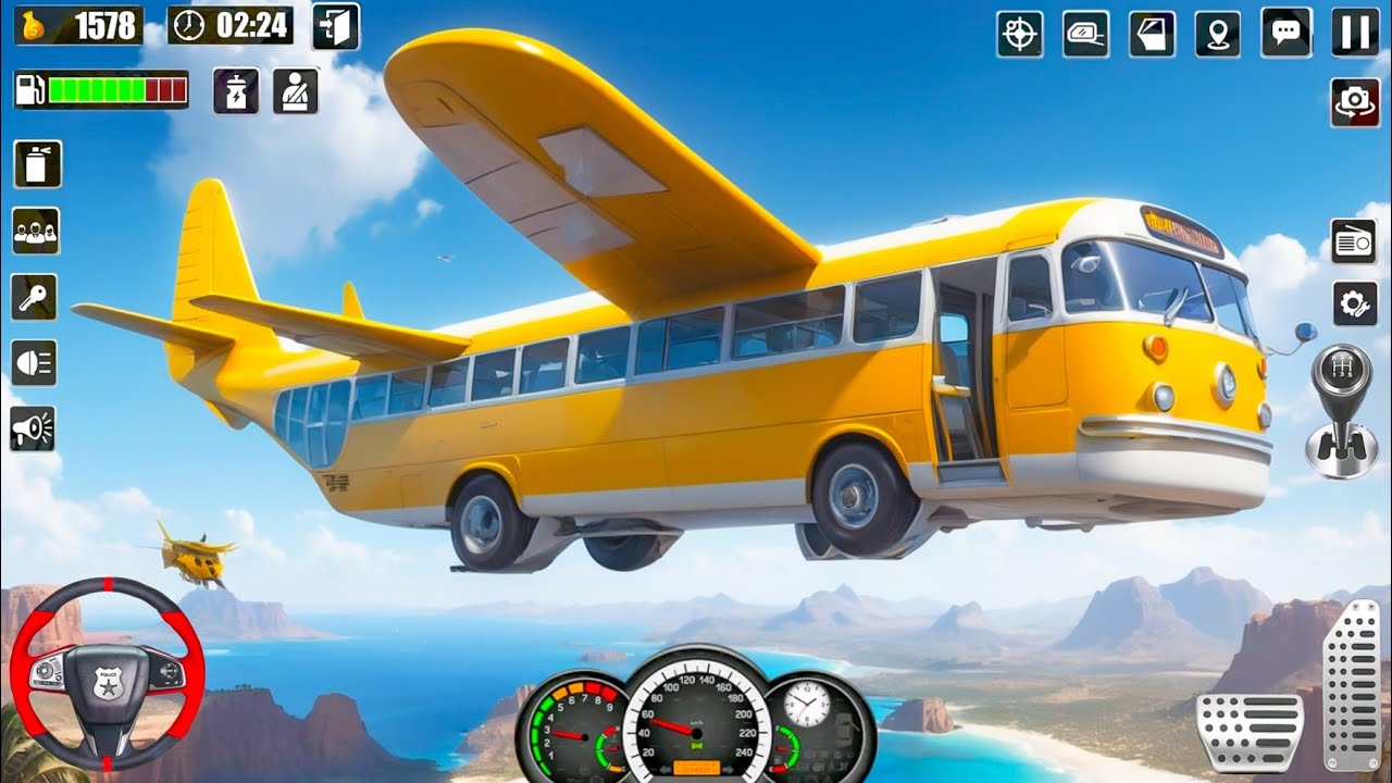 Flying Futuristic Bus Passenger Transport Open World Ultimate Bus Simulator - Android Gameplay.